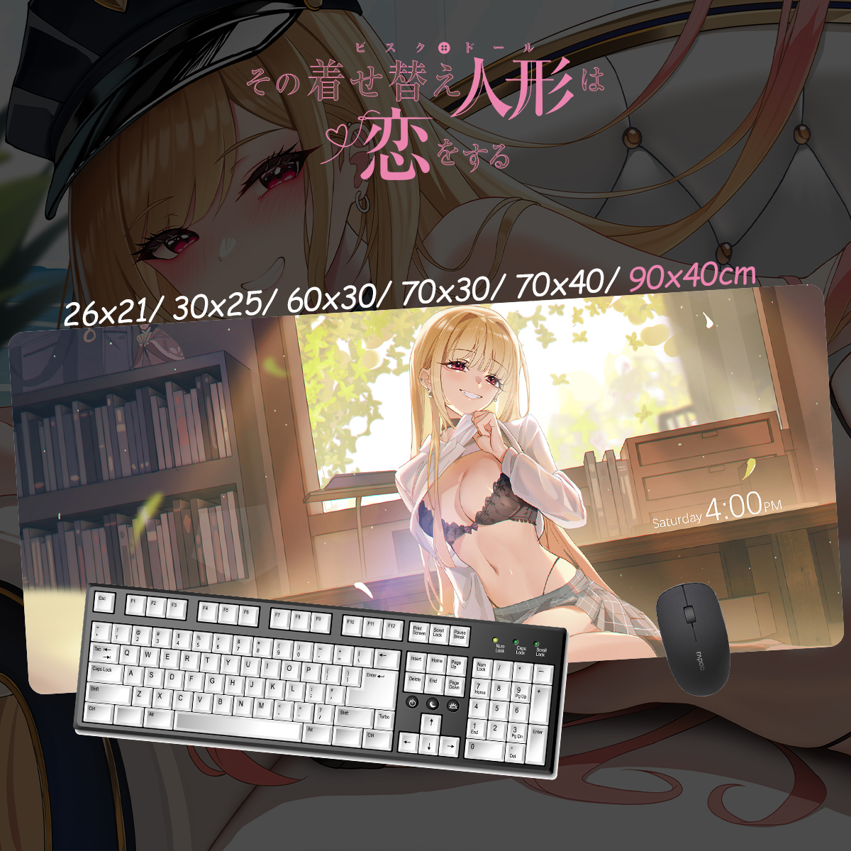 戀上換裝娃娃 超大鎖邊主題桌墊 布質滑鼠墊