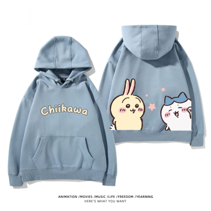 chiikawa 2024秋冬新款親子情侶裝薄絨款連帽衛衣