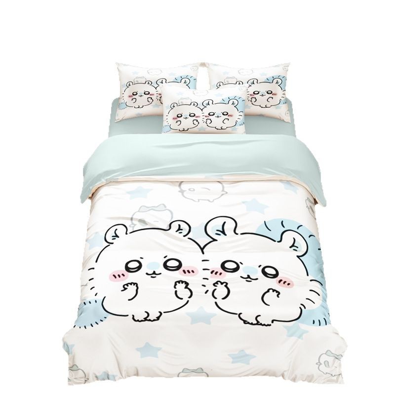 Chiikawa 夏季冰絲涼感四件套｜可愛卡通床組｜單人宿舍涼被床單組合-ZUIHANG SHOP