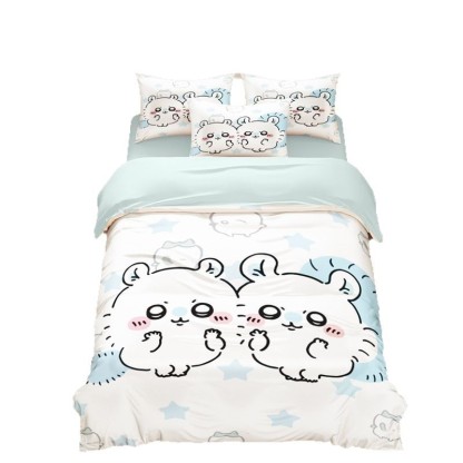 Chiikawa 夏季冰絲涼感四件套｜可愛卡通床組｜單人宿舍涼被床單組合-ZUIHANG SHOP