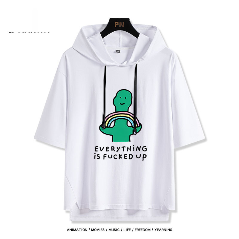 Joguman 綠色搞怪小恐龍 連帽短袖T恤-ZUIHANG SHOP