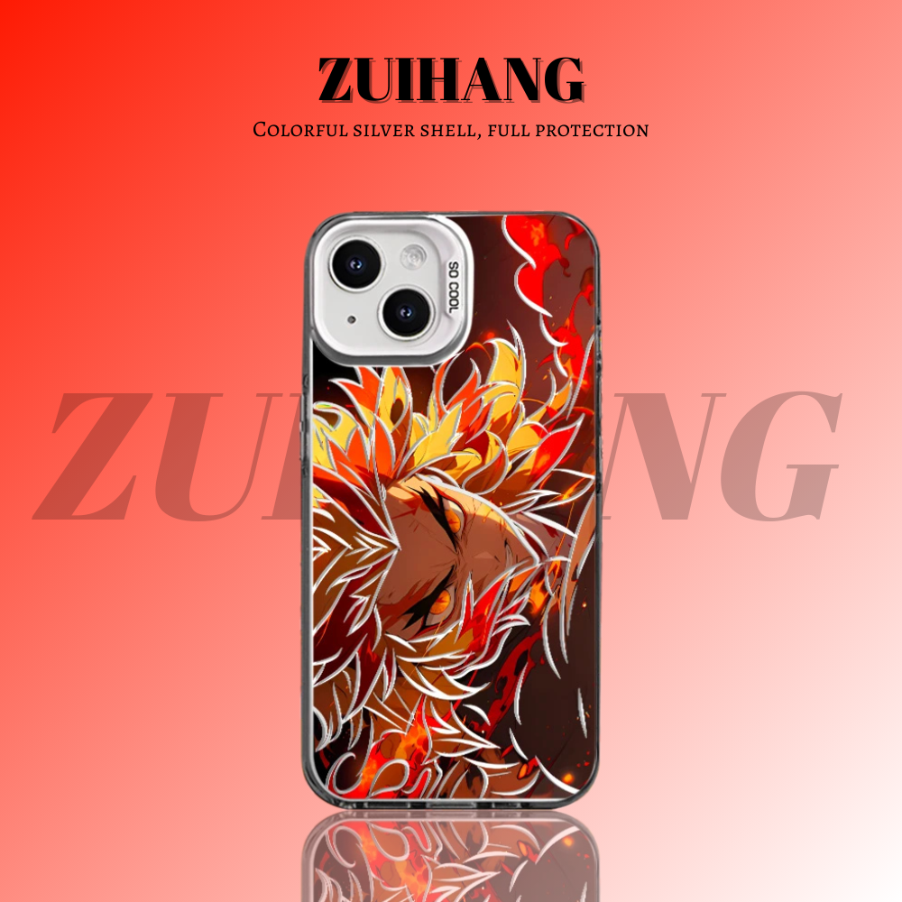 鬼滅之刃 極光彩銀 線條漸變防摔手機殼-ZUIHANG SHOP