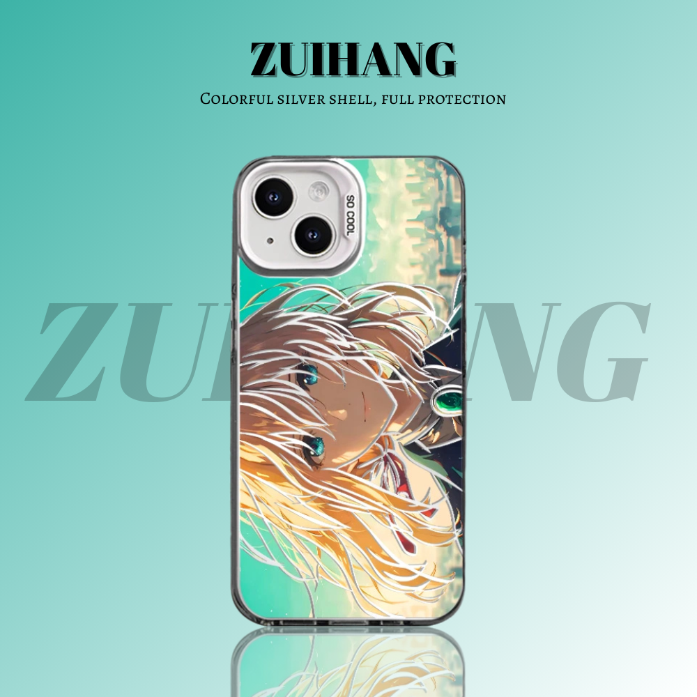 紫羅蘭永恆花園彩銀線條漸變防摔手機殼-ZUIHANG SHOP