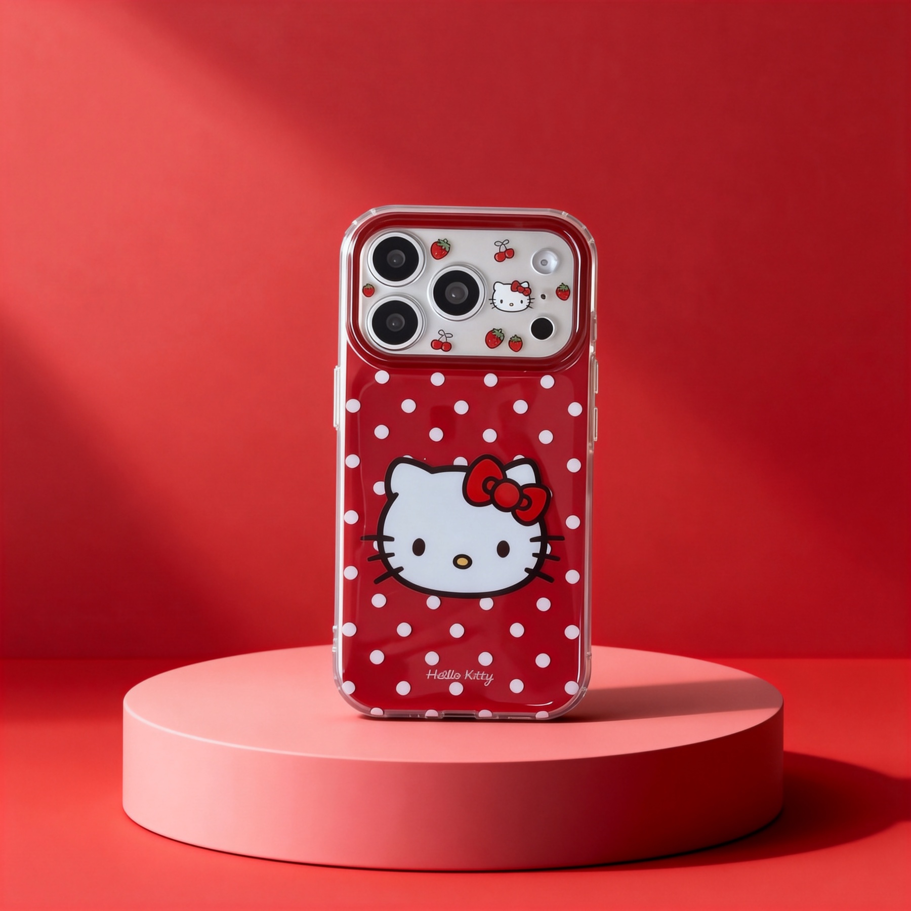 紅底白波點凱蒂貓頭手機殼-ZUIHANG SHOP