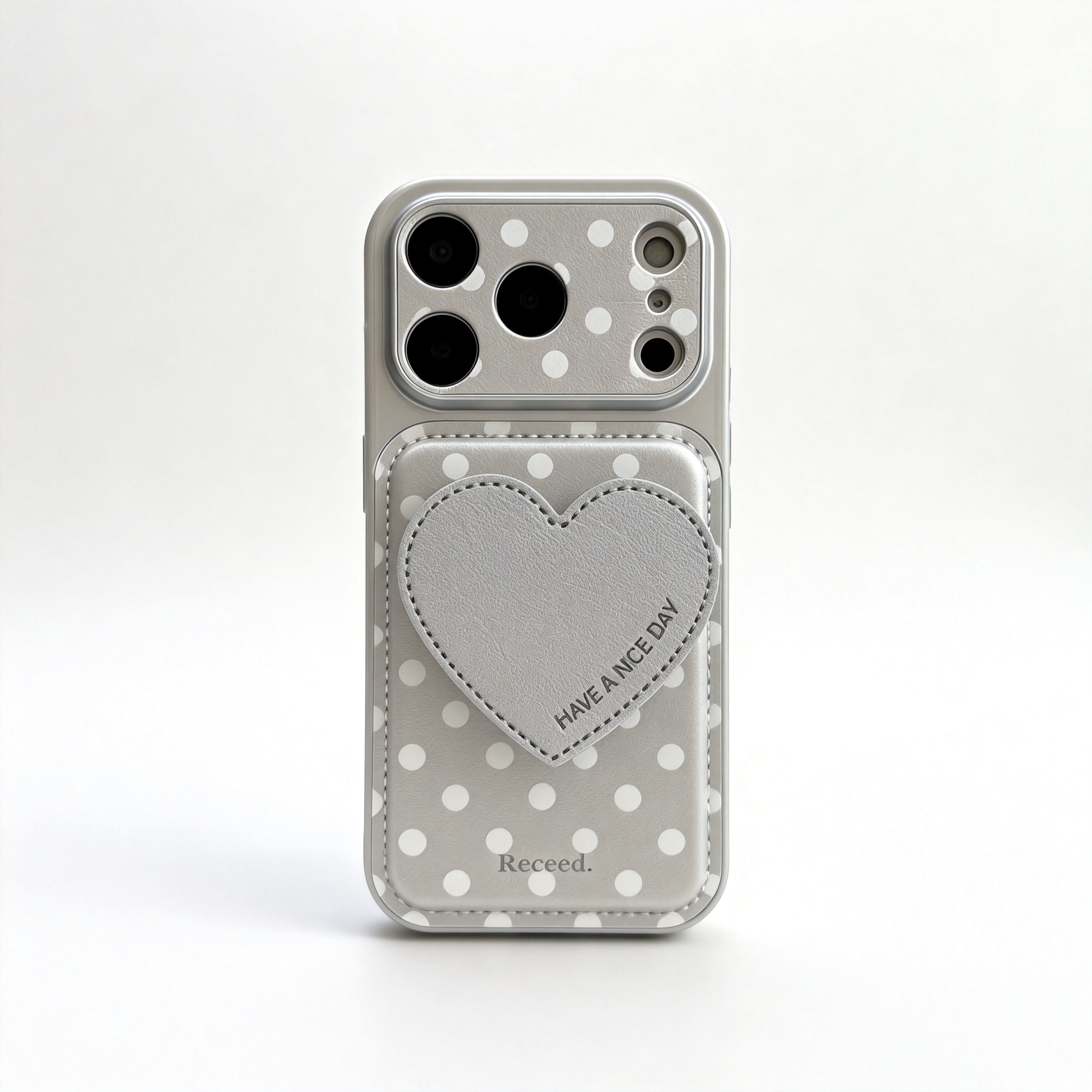 小眾波點立體愛心支架手機殼