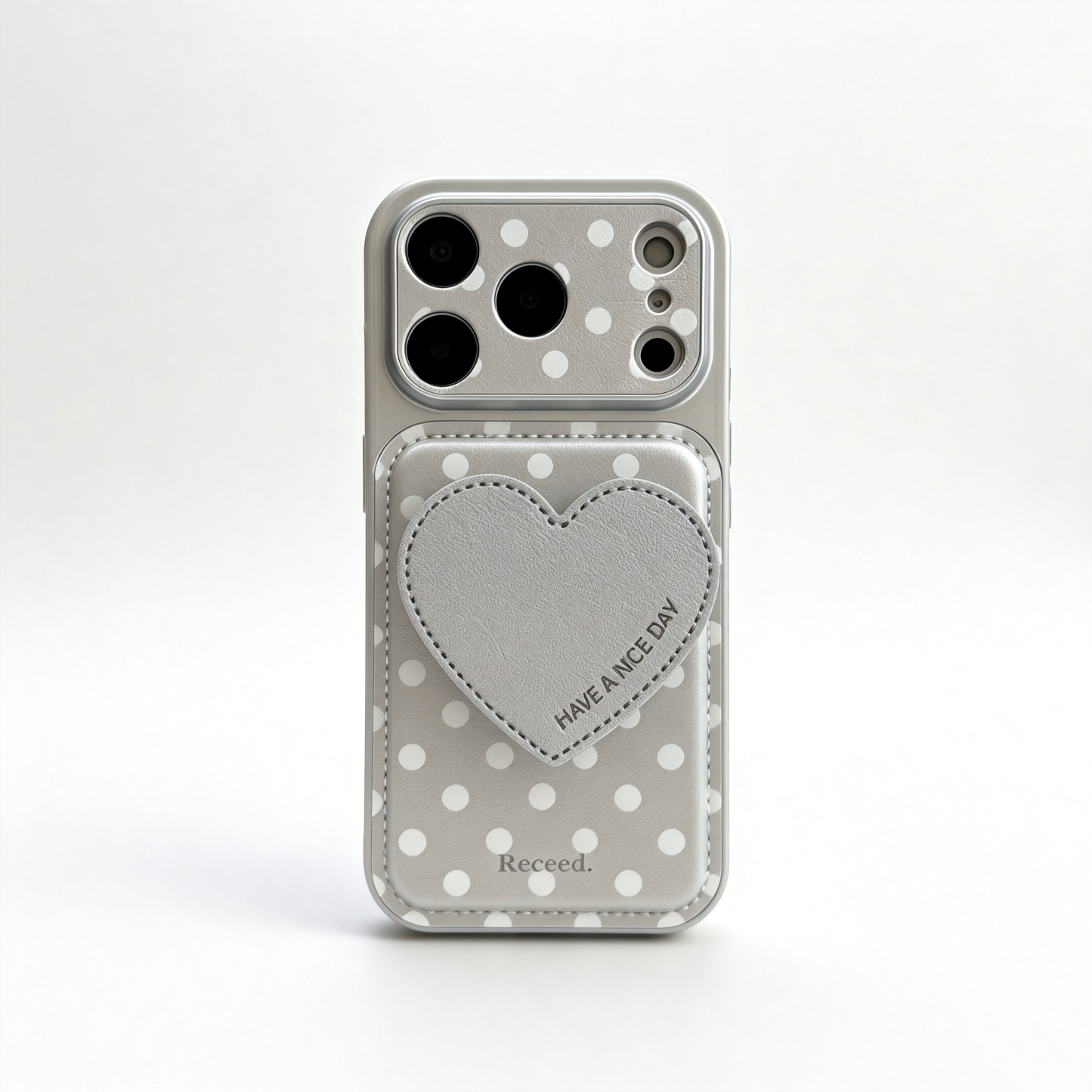 小眾波點立體愛心支架手機殼