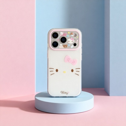 少女粉蝴蝶結凱蒂貓表情手機殼