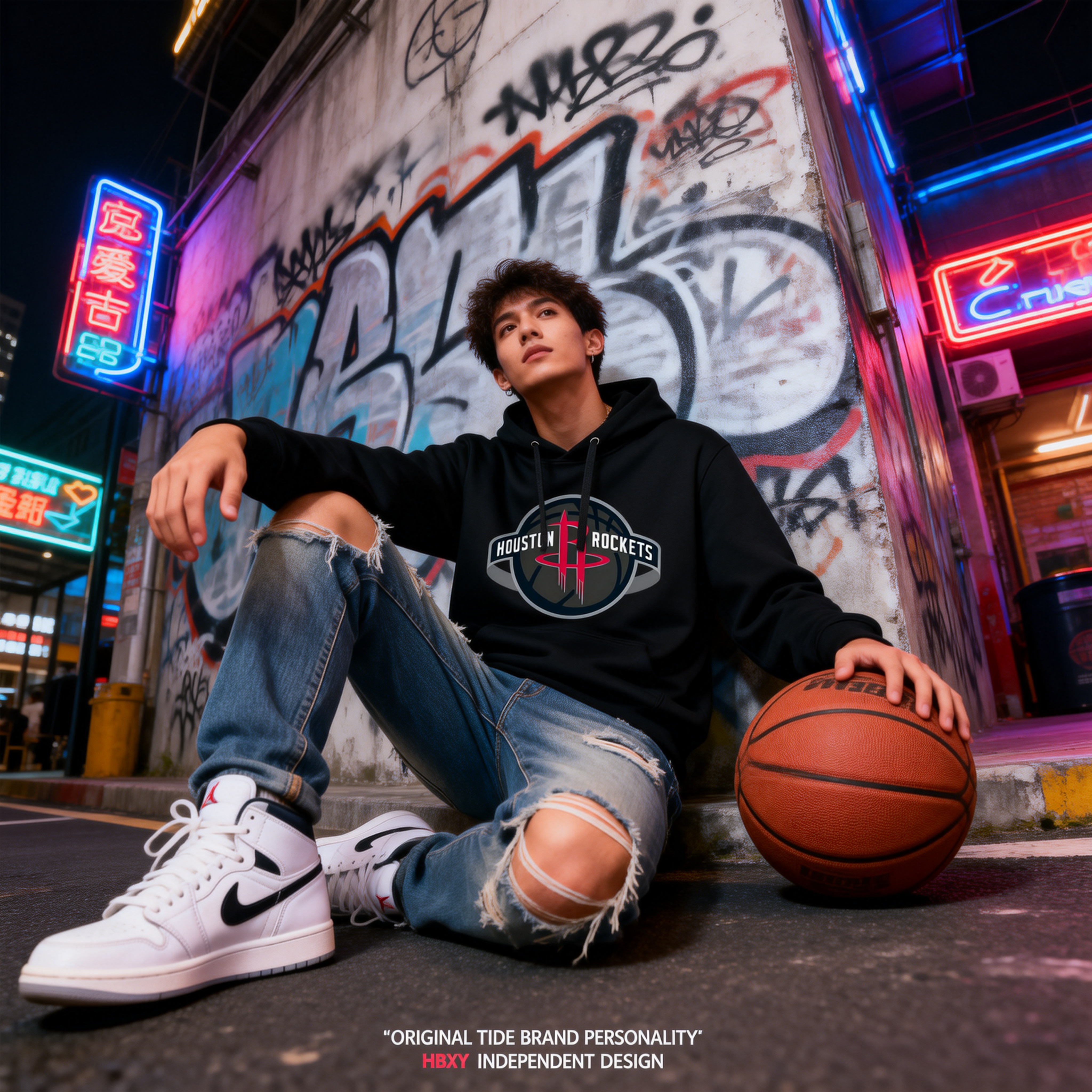 休士頓火箭隊印花連帽衛衣