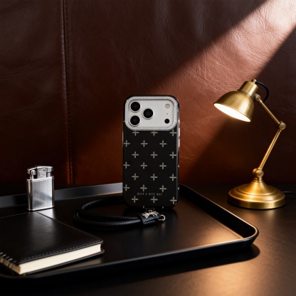 滿屏閃粉十字花掛繩手機殼