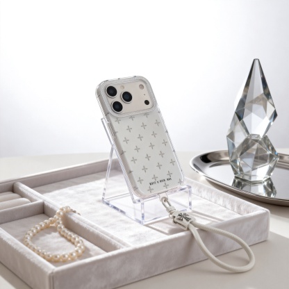 滿屏閃粉十字花掛繩手機殼