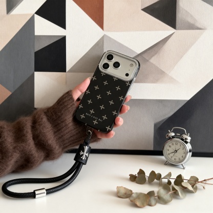 滿屏閃粉十字花掛繩手機殼