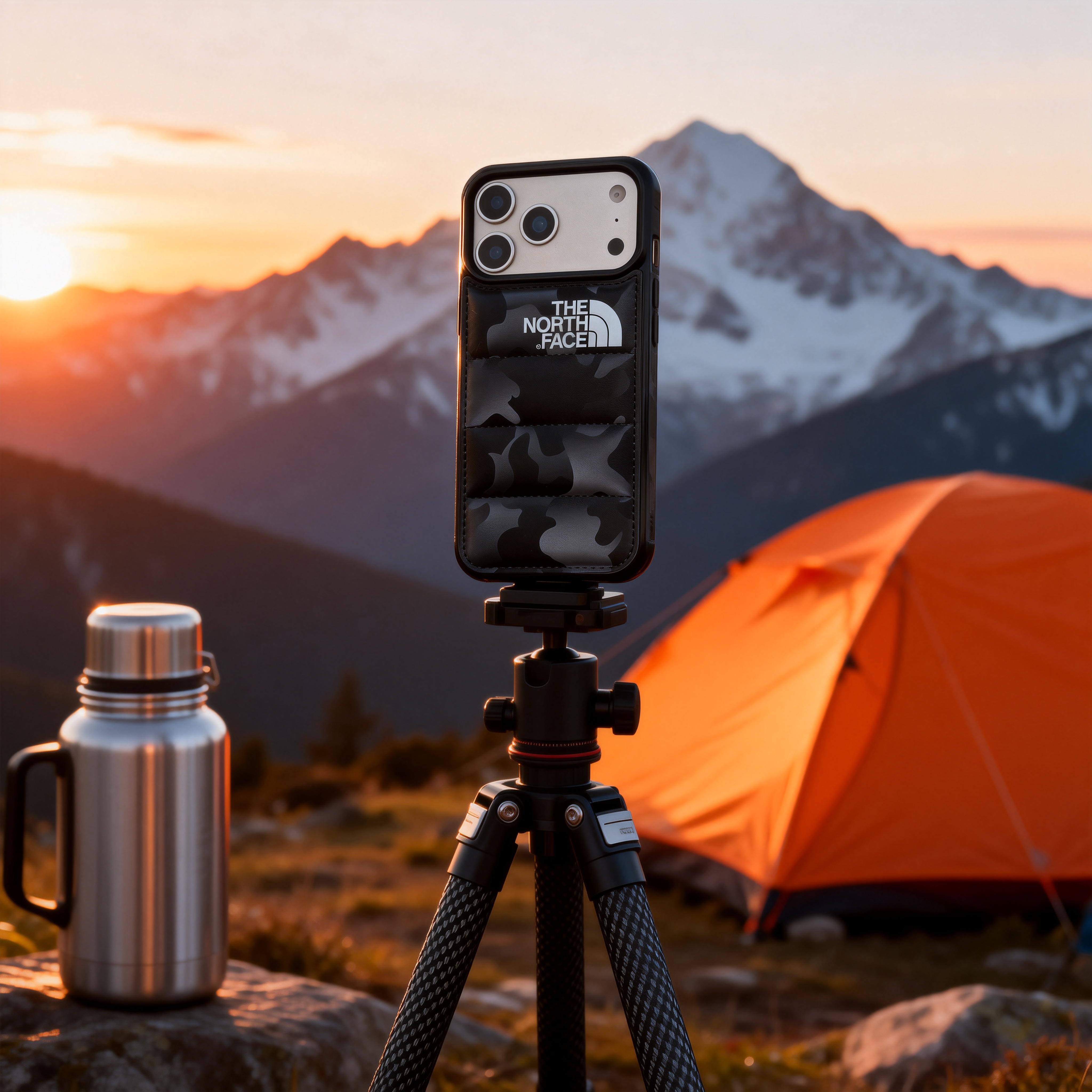 潮牌北面迷彩羽絨服手機殼