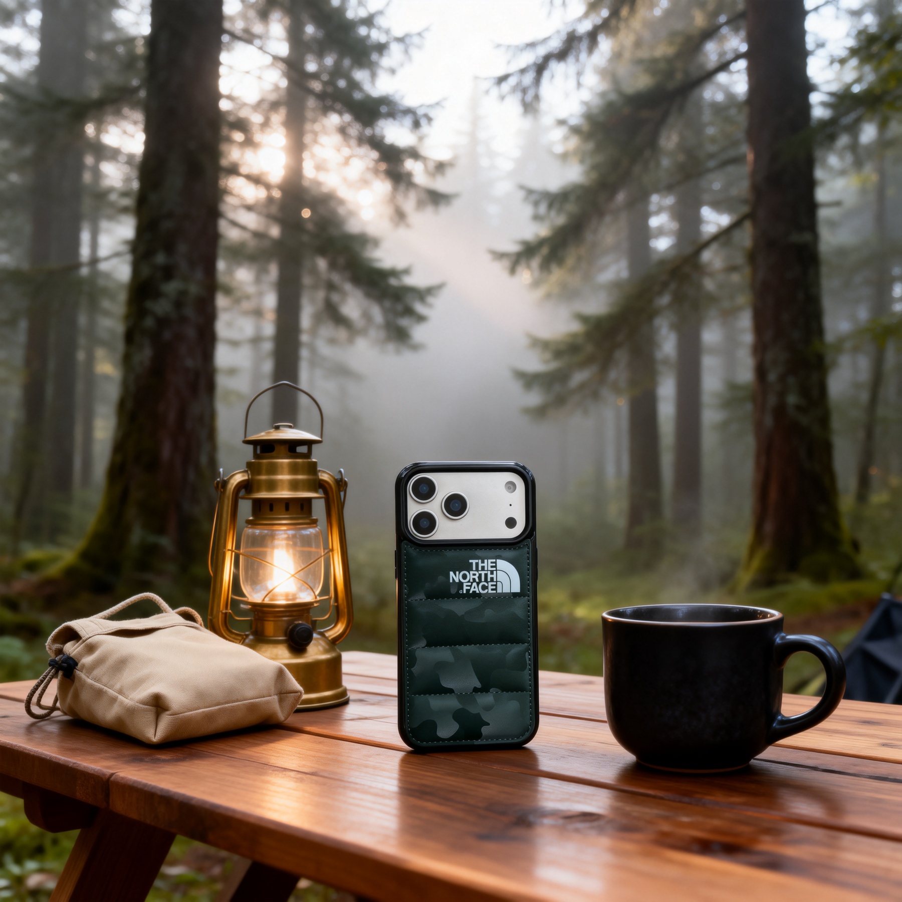 潮牌北面迷彩羽絨服手機殼