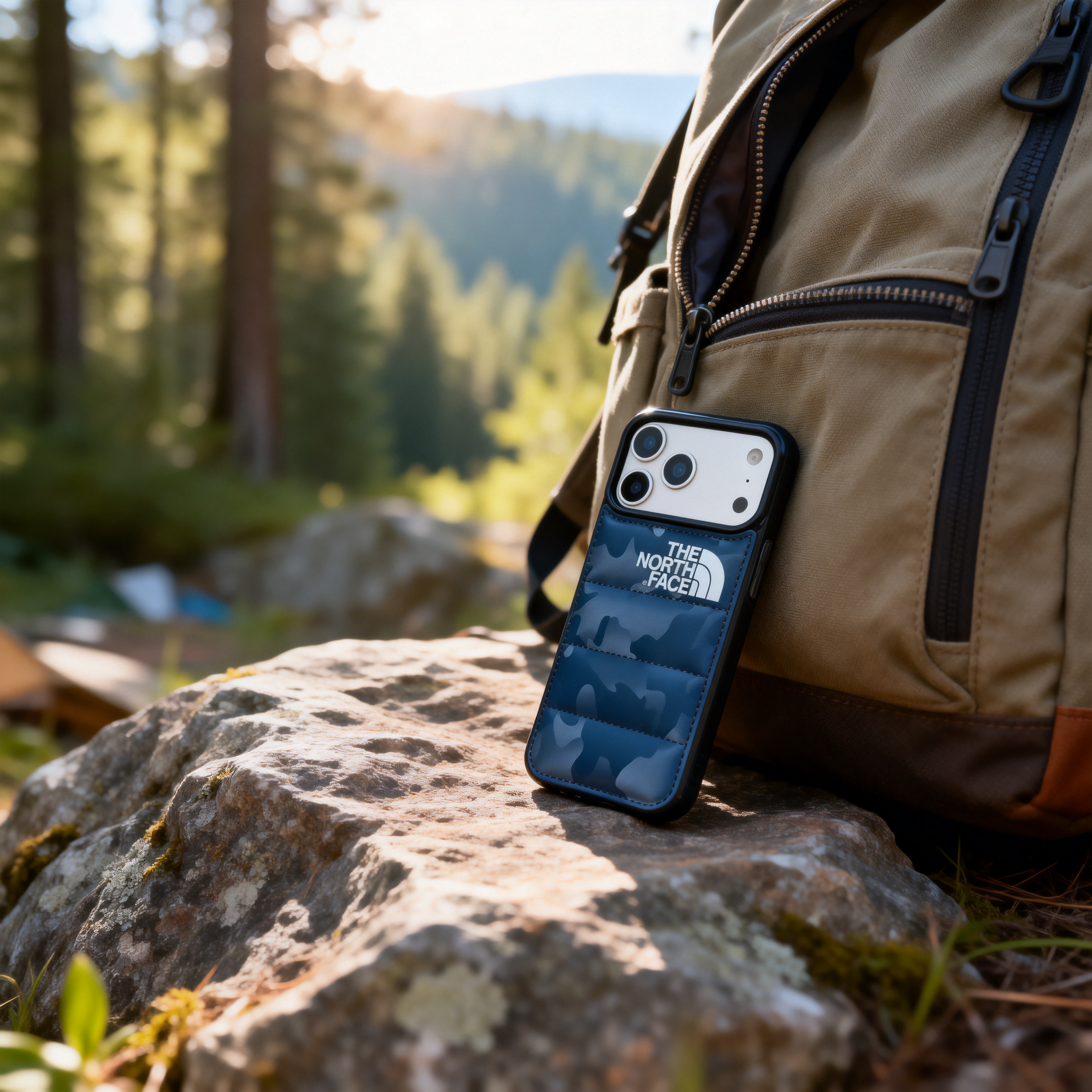 潮牌北面迷彩羽絨服手機殼