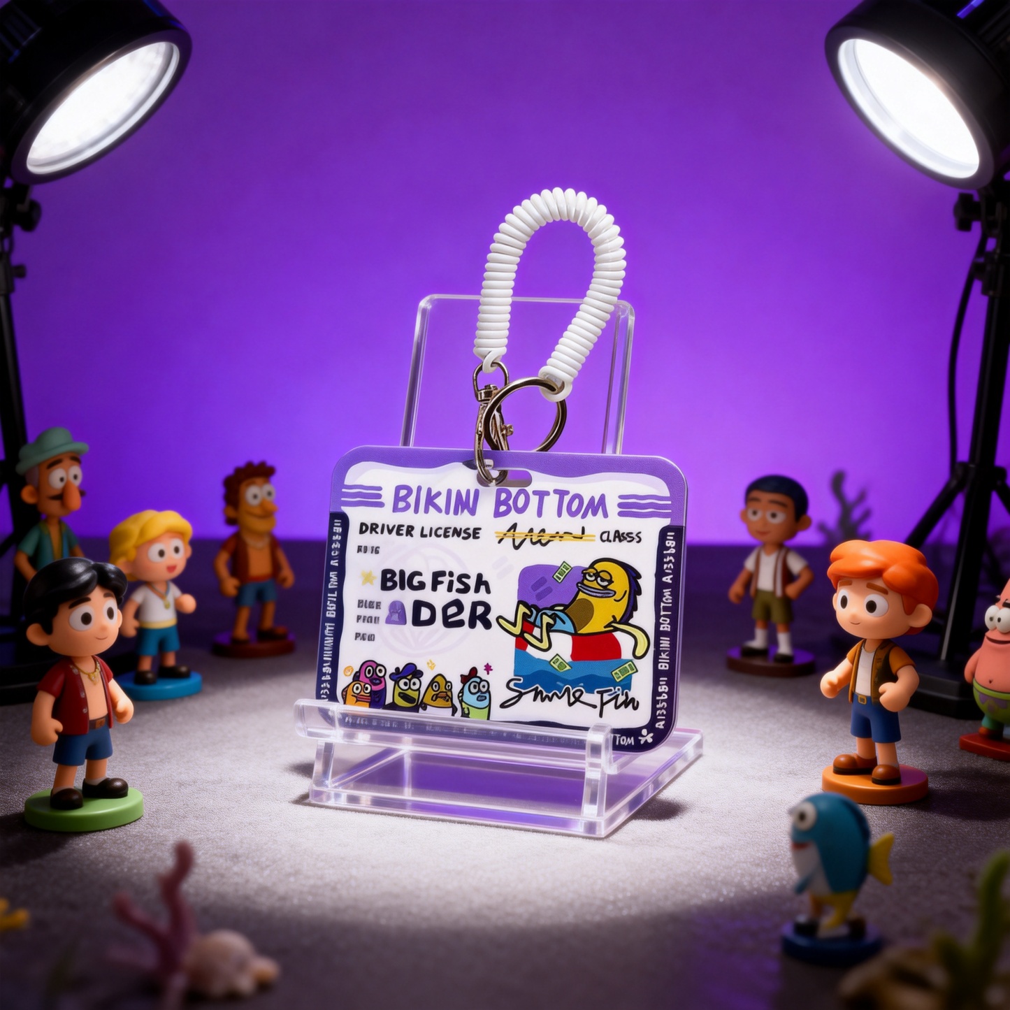 原創可愛比奇堡渣魚納德 動漫鑰匙圈悠游卡套