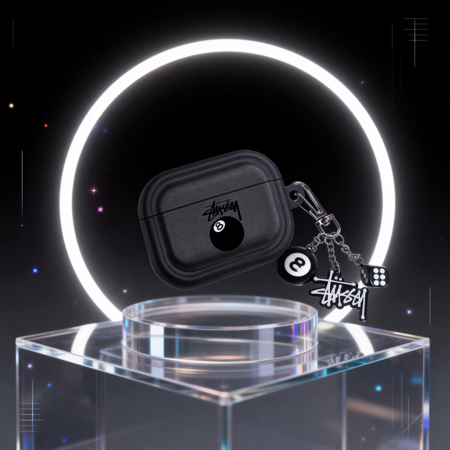 潮牌黑8桌球Airpods耳機保護殼 - 高級深灰小眾復古歐美風格