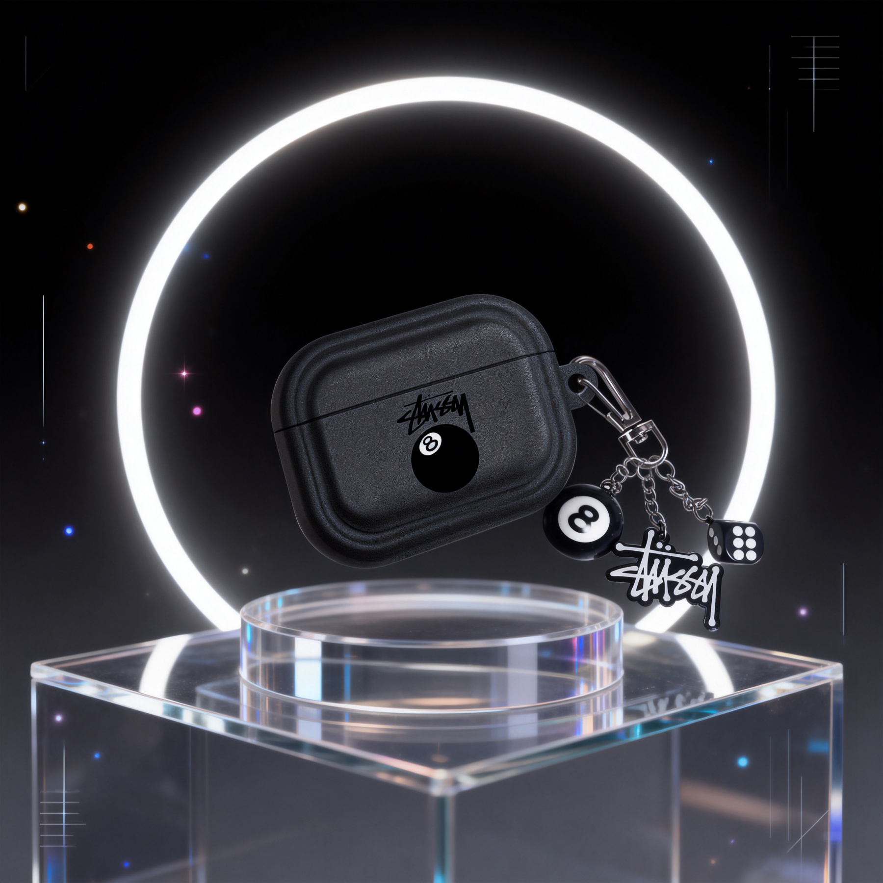 潮牌黑8桌球Airpods耳機保護殼 - 高級深灰小眾復古歐美風格