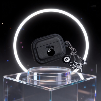 潮牌黑8桌球Airpods耳機保護殼 - 高級深灰小眾復古歐美風格