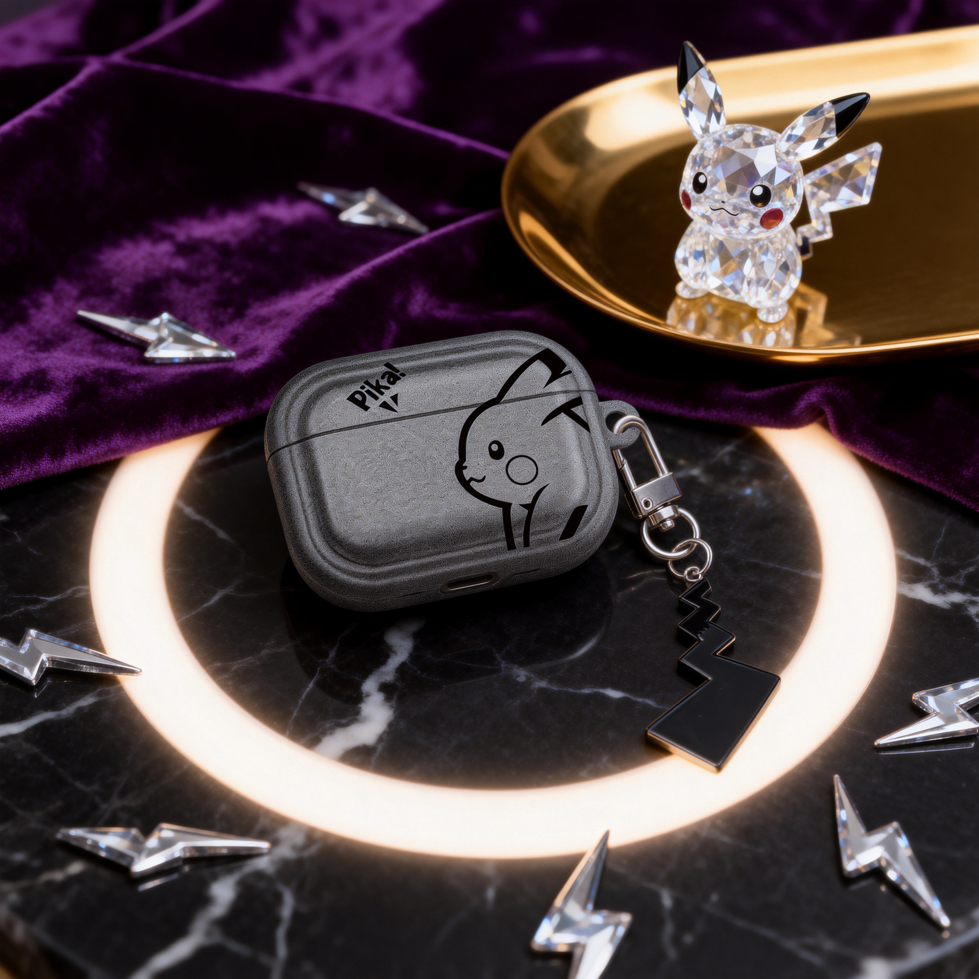 复古灰皮卡丘Airpods耳機保護殼 | 时尚与可爱结合