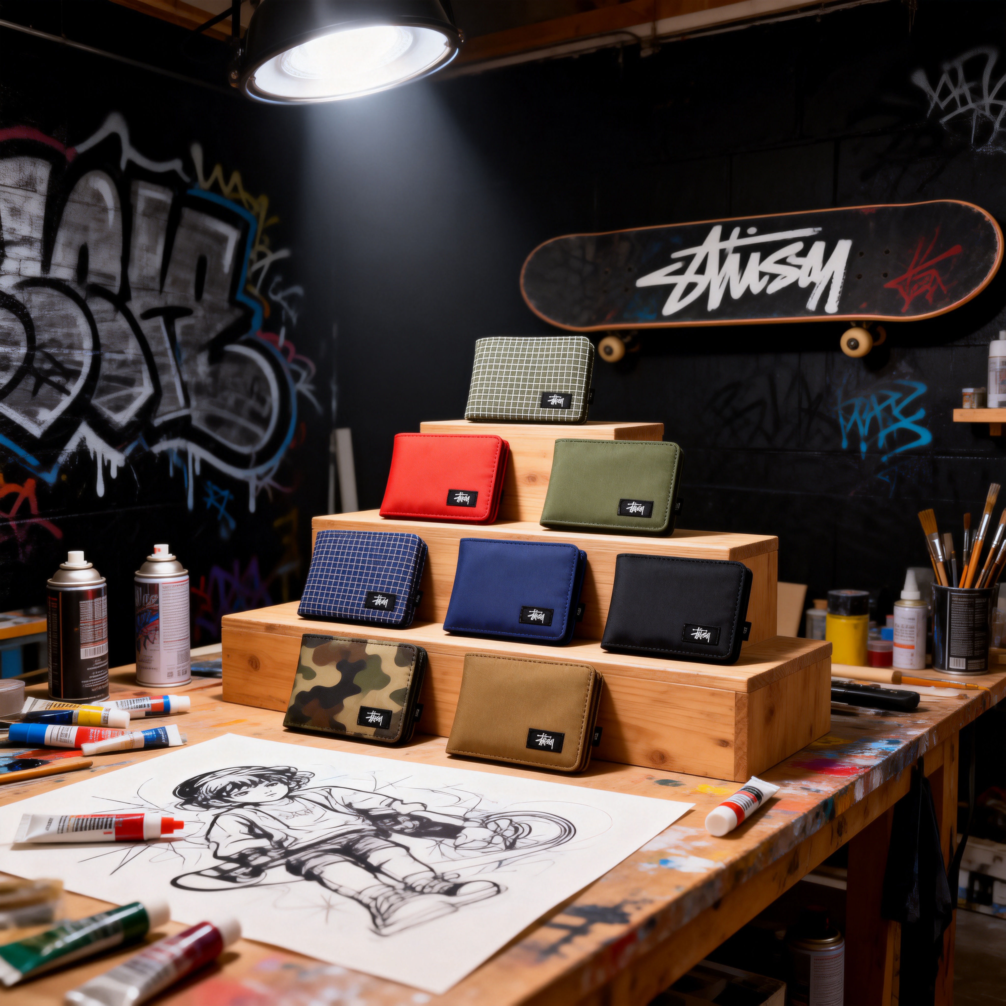 斯圖西潮牌皮夾 潮牌牛津布短版錢包