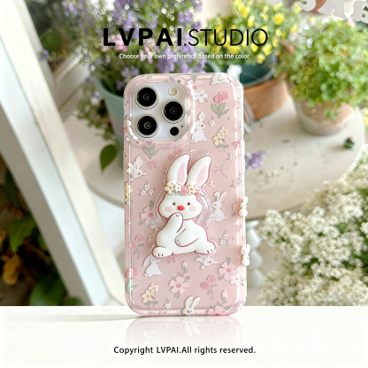 可愛卡通花環兔子手機殼
