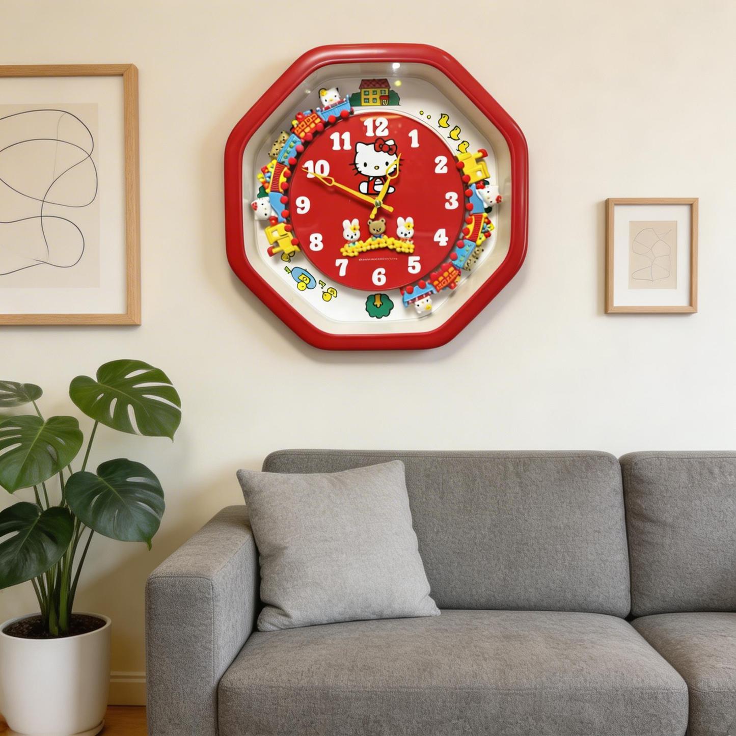 HelloKitty卡通小火車掛鐘