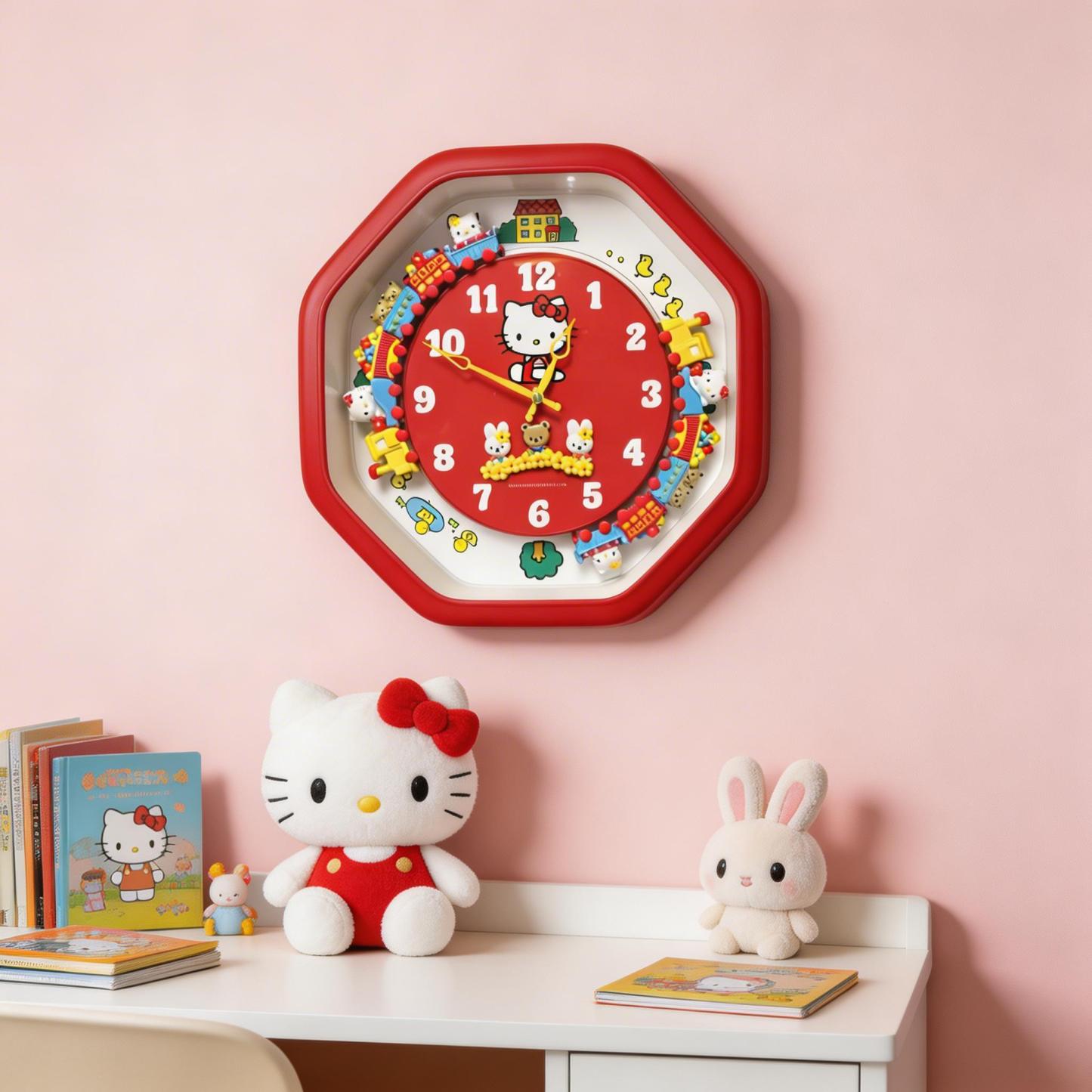 HelloKitty卡通小火車掛鐘