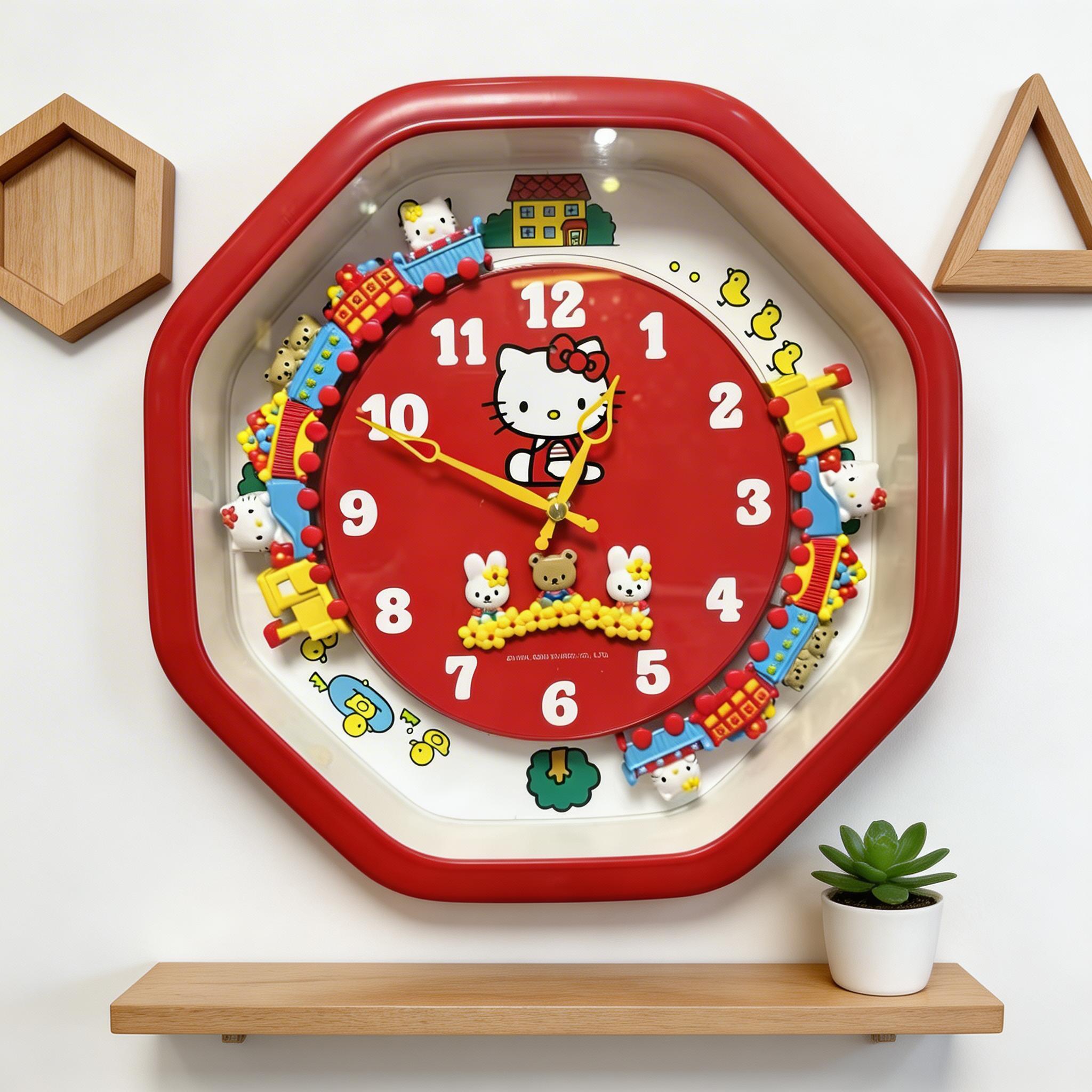 HelloKitty卡通小火車掛鐘