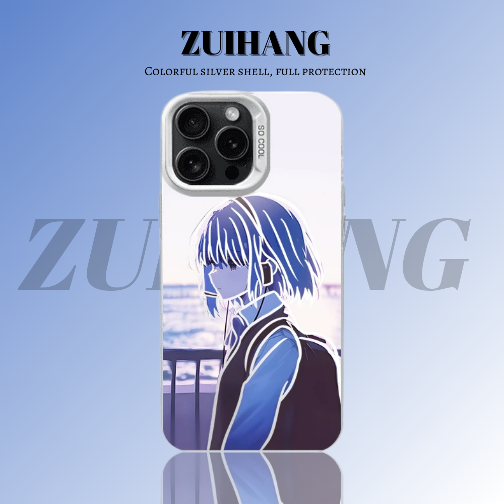 孤獨搖滾彩銀線條漸變防摔手機殼