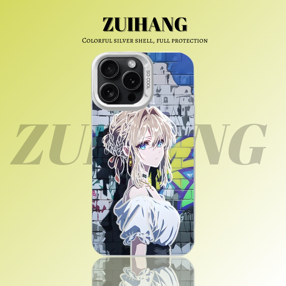 紫羅蘭永恆花園彩銀線條漸變防摔手機殼-ZUIHANG SHOP