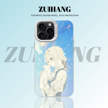 紫羅蘭永恆花園彩銀線條漸變防摔手機殼-ZUIHANG SHOP