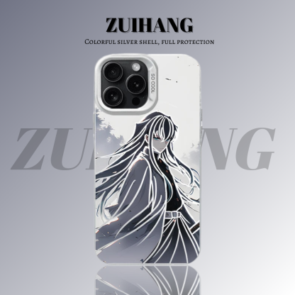 鬼滅之刃 極光彩銀 線條漸變防摔手機殼-ZUIHANG SHOP