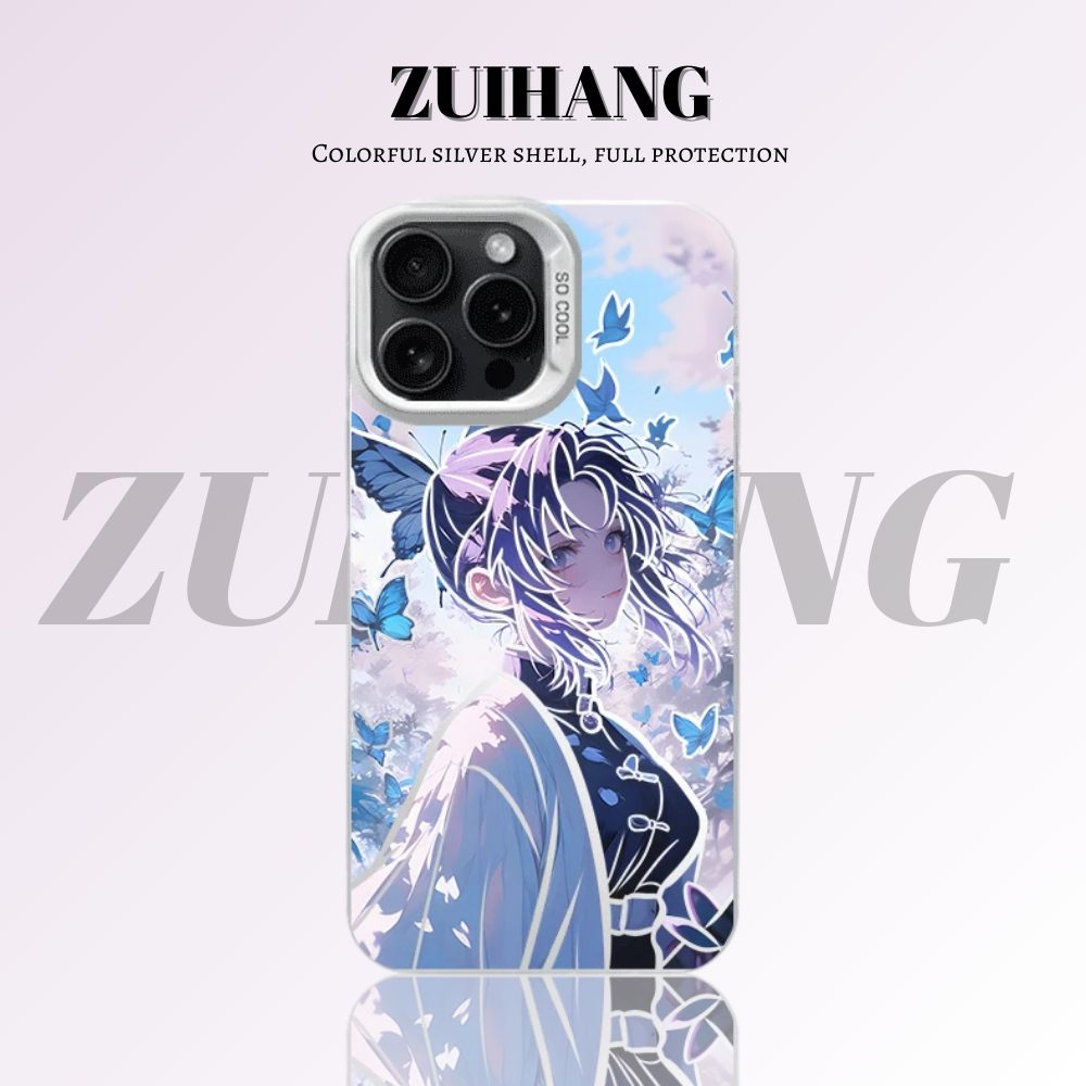 鬼滅之刃 極光彩銀 線條漸變防摔手機殼-ZUIHANG SHOP