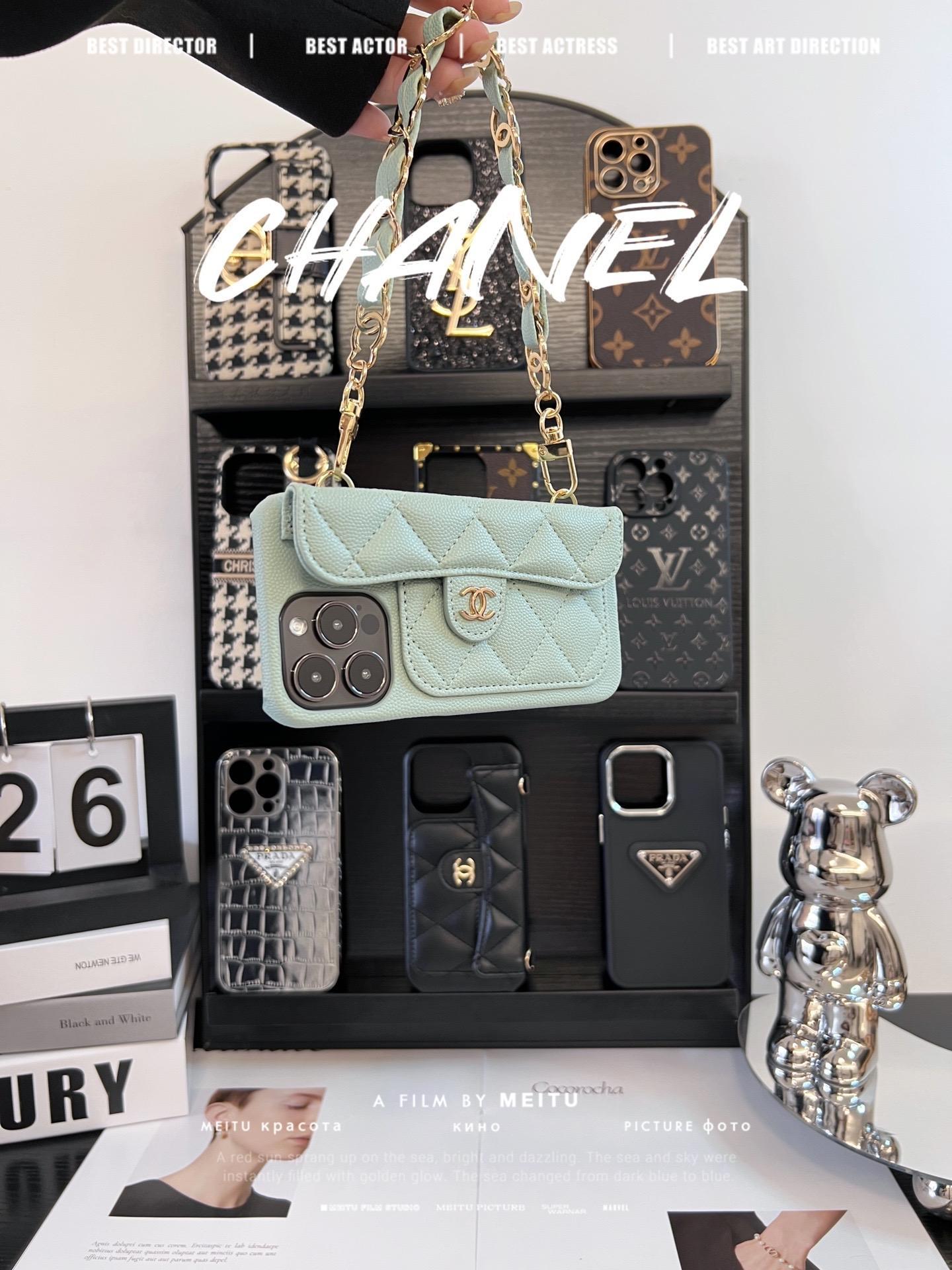 香奈兒菱格紋卡包鏈條手機殼-ZUIHANG SHOP