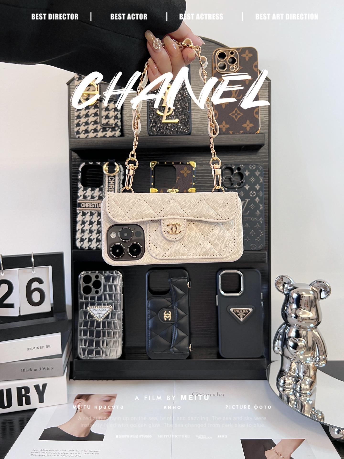 香奈兒菱格紋卡包鏈條手機殼-ZUIHANG SHOP