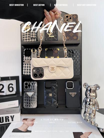 香奈兒菱格紋卡包鏈條手機殼-ZUIHANG SHOP