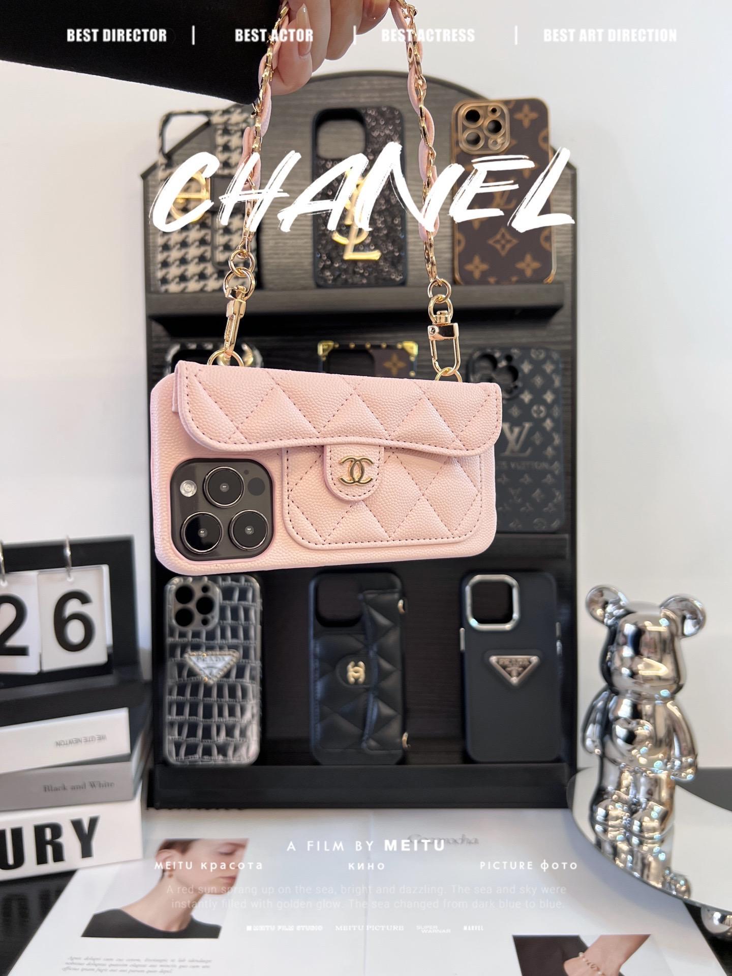 香奈兒菱格紋卡包鏈條手機殼-ZUIHANG SHOP