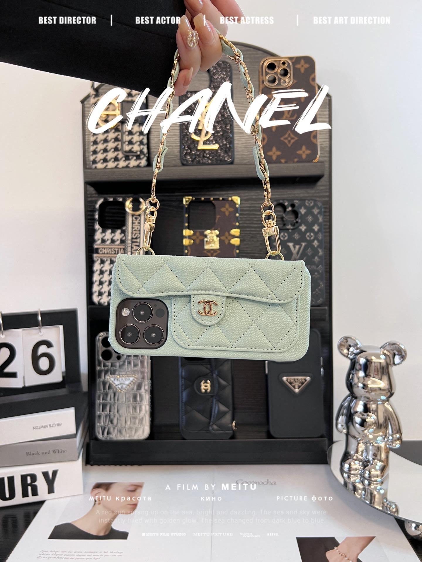 香奈兒菱格紋卡包鏈條手機殼-ZUIHANG SHOP