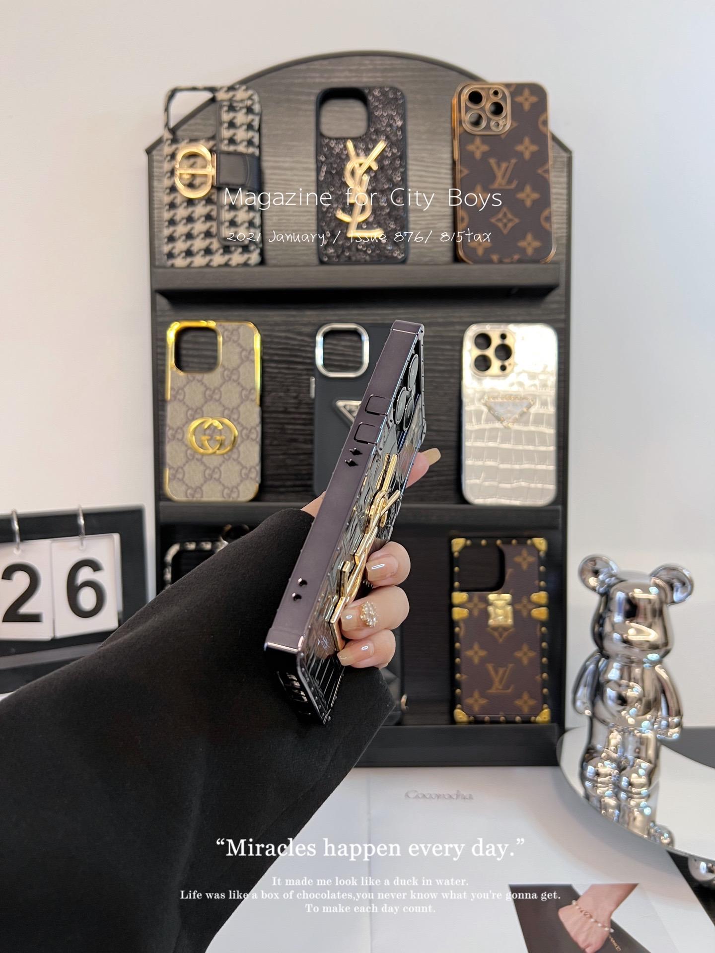 聖羅蘭鱷魚紋金屬全包手機殼-ZUIHANG SHOP