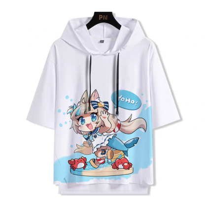 YouTuber 虛擬主播 Sameko Saba 鯊魚子 連帽短袖T恤-ZUIHANG SHOP