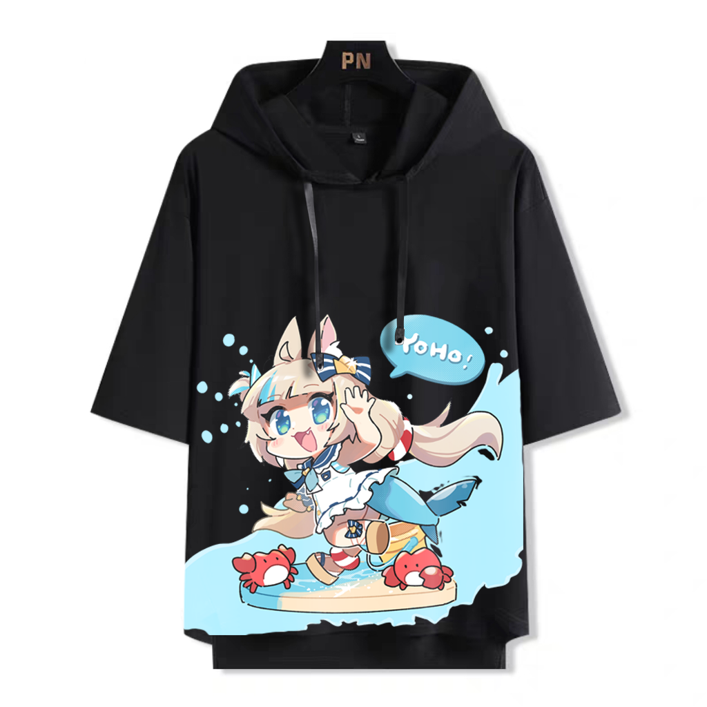 YouTuber 虛擬主播 Sameko Saba 鯊魚子 連帽短袖T恤-ZUIHANG SHOP