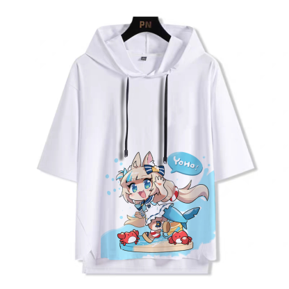 YouTuber 虛擬主播 Sameko Saba 鯊魚子 連帽短袖T恤-ZUIHANG SHOP