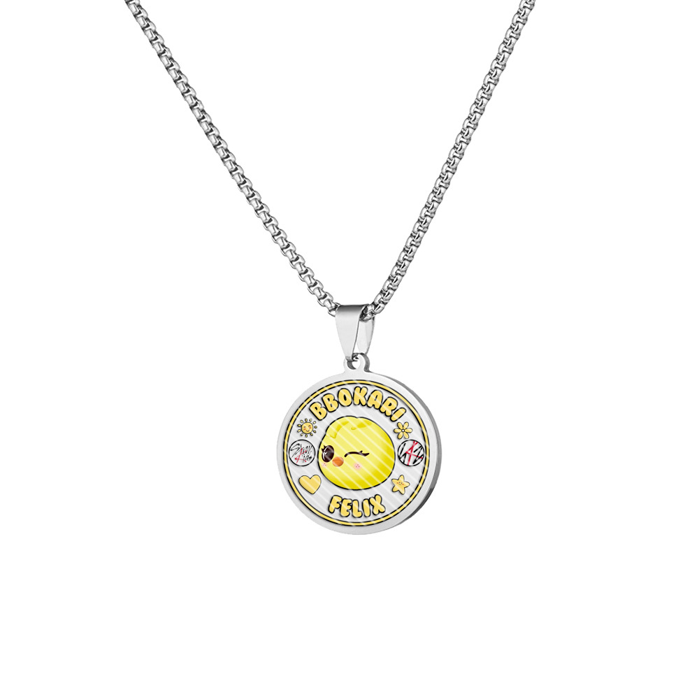 Stray Kids 圓形吊墜項鍊｜不鏽鋼彩印鈦鋼項鍊・K-POP 粉絲飾品