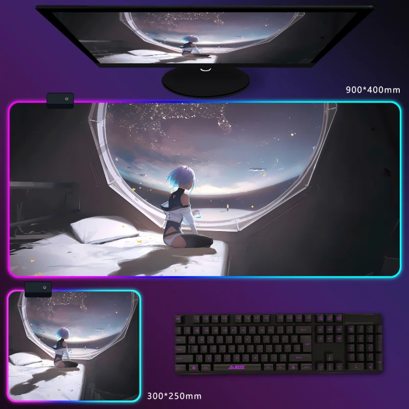 電馭叛客邊緣行者 RGB 電競滑鼠墊｜Cyberpunk 動漫電競桌墊