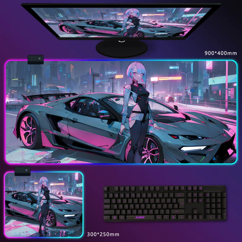 電馭叛客邊緣行者 RGB 電競滑鼠墊｜Cyberpunk 動漫電競桌墊