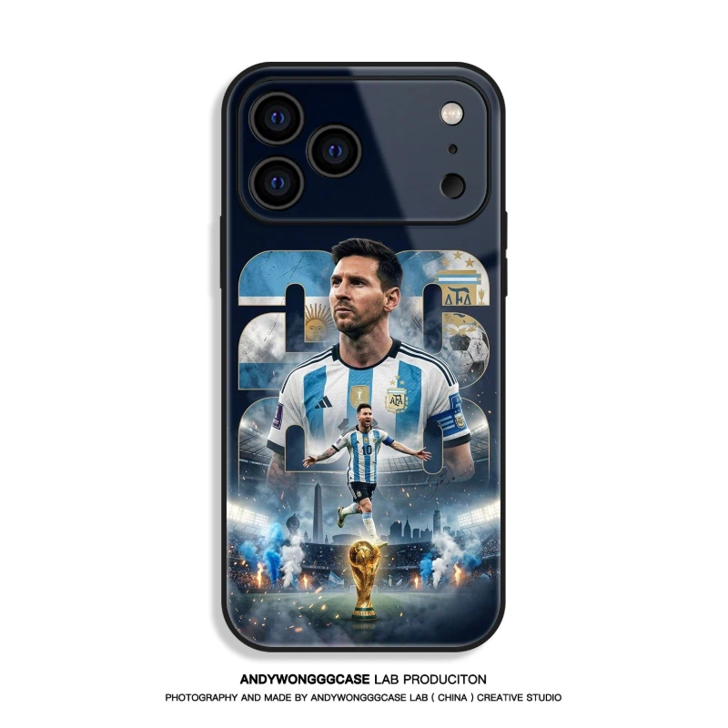 梅西 Messi 高清鋼化玻璃手機殼