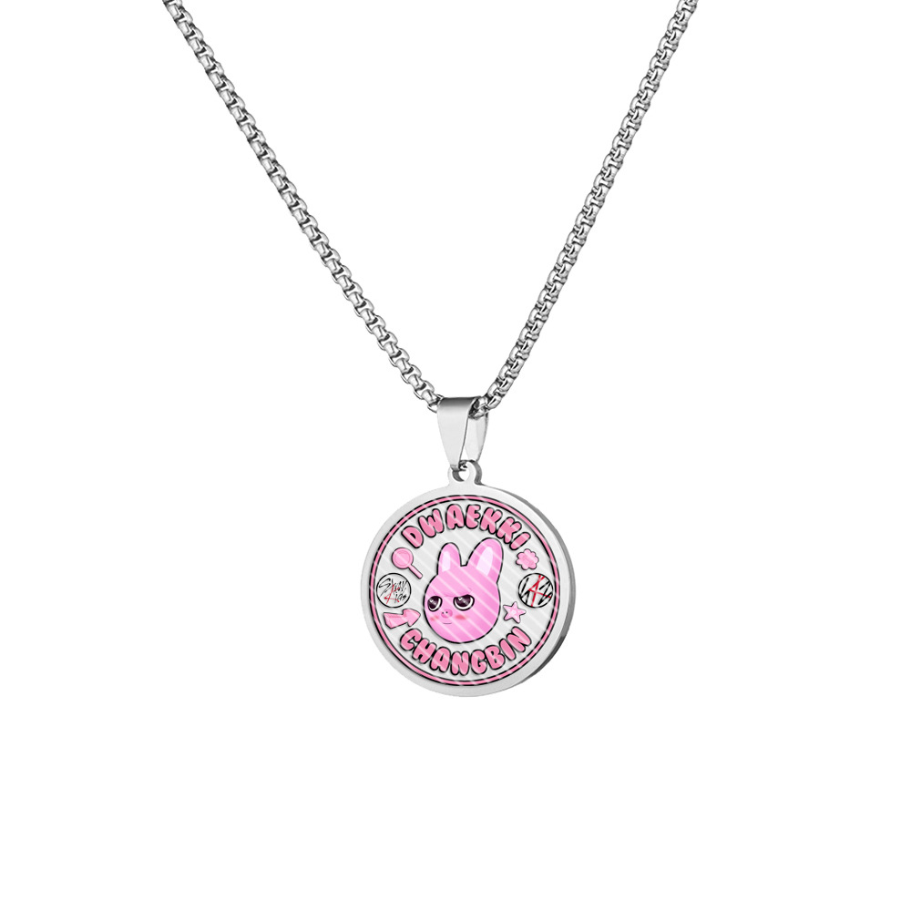 Stray Kids 圓形吊墜項鍊｜不鏽鋼彩印鈦鋼項鍊・K-POP 粉絲飾品