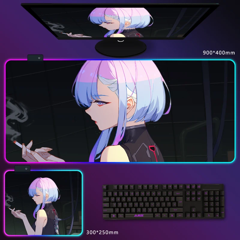 電馭叛客邊緣行者 RGB 電競滑鼠墊｜Cyberpunk 動漫電競桌墊
