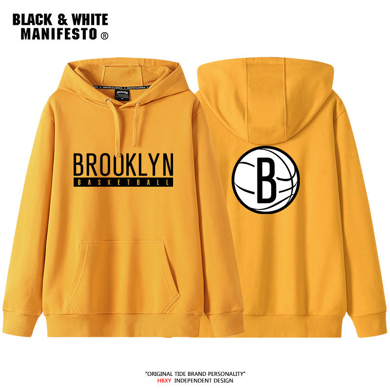 籃網訓練同款印花連帽衛衣