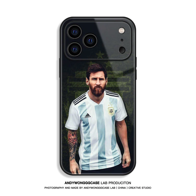 梅西 Messi 高清鋼化玻璃手機殼